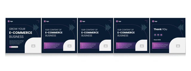 Marketing agency carousel post template pack. Creative social media post design. Business carousel banner. Social media post bundle. Digital marketing banner carousel template © Tarek Digital