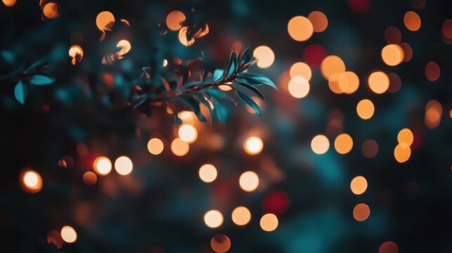 Out-of-focus blurred lights against a dark background, creating a bokeh effect that conveys warmth and ambiance.