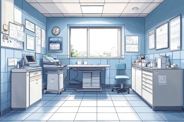 Modern medical examination room with equipment
