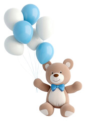 PNG Cute teddy bear with balloons