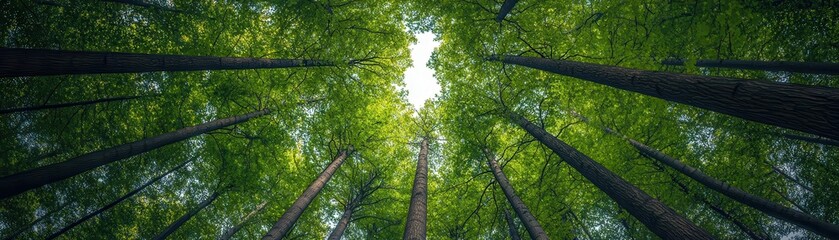 Starry sky shining down on green trees, representing the balance between environmentalism and cosmic harmony, green trees under stars, eco-conscious design