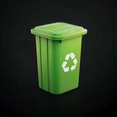 3D Trash Icon: Waste Disposal and Garbage Bin Illustration Logo