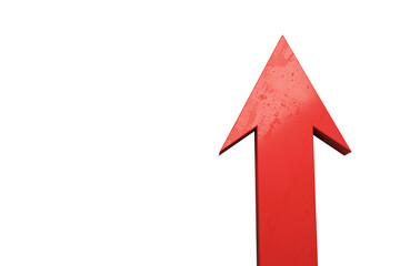 Fototapeta premium A red arrow pointing upwards, isolated on a clean white background. Concept of growth, direction, and progress. 3D Rendering