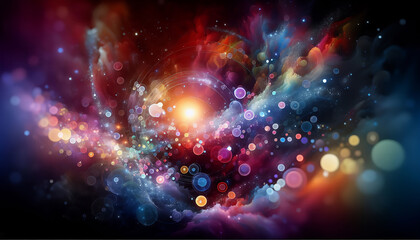Obraz premium A stunning digital artwork depicting a colorful cosmic scene with light effects that evoke the vastness of space.