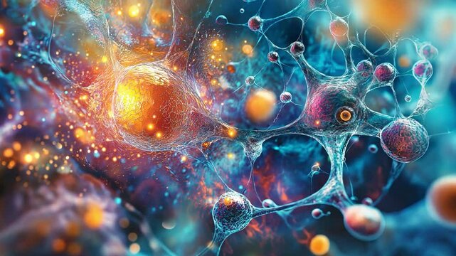 A colorful graphic depiction of neurons firing that highlights the many interconnections in the neural network of the brain.