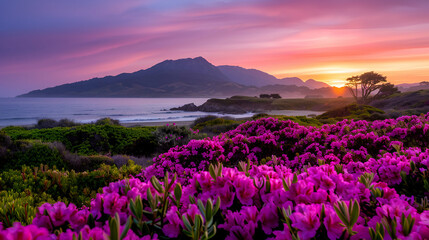 Obraz premium Pigeon Point Lighthouse And Coastal Ice Plant
