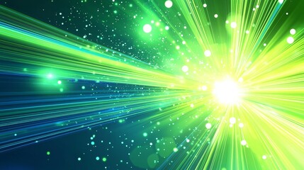 Naklejka premium The future technology data of the digital age is shown against a blue-green background, a cyber nano information wave is projected, an Internet network connection is shown, a line dot illustration in