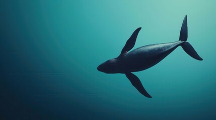 Whale swimming near an offshore wind farm, renewable energy, and wildlife in harmony