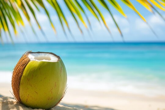 Coconut on a Tropical Beach