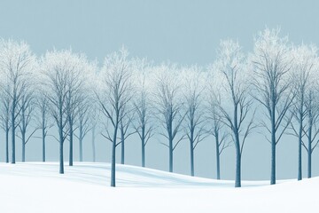 Fototapeta premium Snowy Forest Landscape with Bare Trees and a Gentle Slope