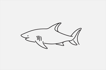 A shark one line art with white background.