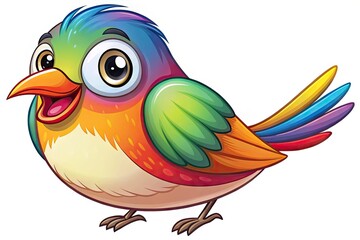 Amusing Vector Image Of A Multicolored Cartoon Bird Looking Sideways With A Cheerful Expression