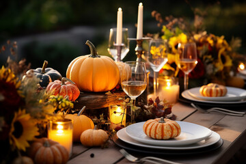 Thanksgiving autumn family feast holiday conceptual image Generative AI