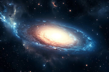 Fototapeta premium A stunning depiction of a spiral galaxy in deep space, showcasing cosmic beauty and mystery.