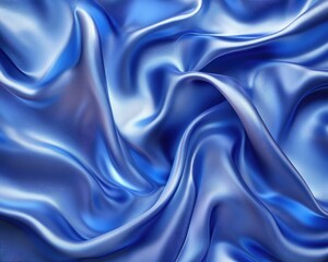 Obraz premium Flowing Silk Waves. Abstract Painting of Ripped Blue Satin Pattern Design