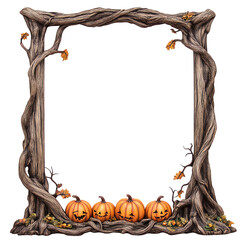 A whimsical Halloween frame adorned with pumpkins and twisted vines, perfect for spooky autumn decorations.