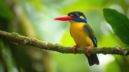 Obraz premium Kingfisher on branch at Tropical Rainforest
