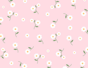 Floral pattern seamless. Cute daisy flower. Design for fabric, textile, wallpaper, clothing. Small flower. floral background. vector illustration.