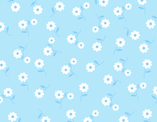 Floral pattern seamless. Cute daisy flower. Design for fabric, textile, wallpaper, clothing. Small flower. floral background. vector illustration.