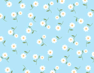 Floral pattern seamless. Cute daisy flower. Design for fabric, textile, wallpaper, clothing. Small flower. floral background. vector illustration.