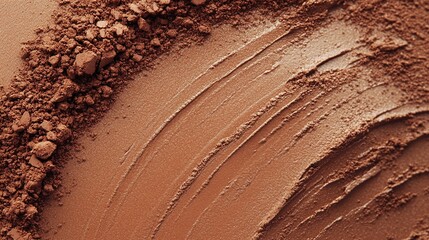 Fototapeta premium rich brown makeup powder texture with detailed brush strokes and a smooth surface perfect for beauty and cosmetic product background