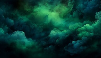 horror green blue clouds, grunge dark smoke texture, black haunted background for horror - thriller- mystery movie poster design