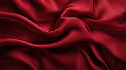 Fototapeta premium Smooth Elegance. Abstract Red Silk Textile Texture with Vibrant Waves