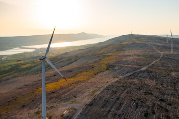 Innovative wind turbines generate clean electricity on Pag Island in Croatia. Solution for...