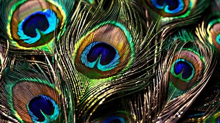 Realistic Shimmering Peacock Feather Wallpaper