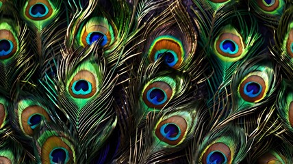 Realistic Shimmering Peacock Feathers Wallpaper