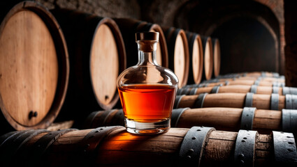 Armagnac in a French Cellar with Ancient Barrels