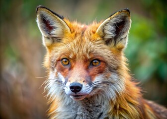 Close-Up Of A Red Fox With Extensive Fur Loss And Skin Irritation Due To Mange