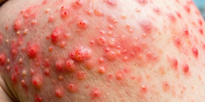 Close-Up Of A Red, Itchy Rash On A Person&acirc;&euro;&trade;S Skin Caused By A Bacterial Infection.