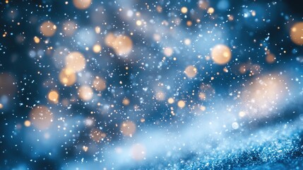 Obraz premium Icy Winter Wonderland. Festive Bokeh Background in Blue and White Tones