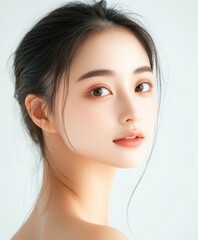 A woman with dark hair and a pale face