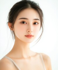 Fototapeta premium A woman with dark hair and a pale face