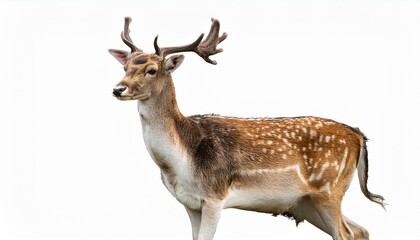 Fototapeta premium photo of fallow deer (Dama dama) isolated on white background. Generative AI
