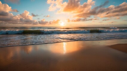 Obraz premium Peaceful sunset over the ocean waves