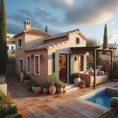  Mediterranean Tiny House Features stucco walls terracotta tiles