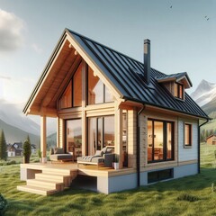 Modern Chalet Tiny House Combines traditional chalet elements wi
