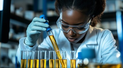 In the laboratory, a scientist analyzes a novel active pharmaceutical ingredient.