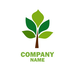 Elegant abstract tree logo featuring symmetrical leaves set against a smooth blue to pink gradient background, ideal for branding, environmental themes