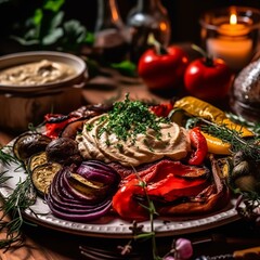 Oven-Roasted Vegetables with Creamy Hummus – A Flavorful Mediterranean Dish