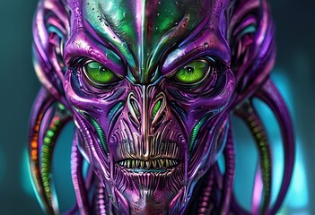 sci fi alien unusual color combinations like purple and green wi