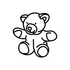 Little Brown Bear Outline Icon, Vector illustration