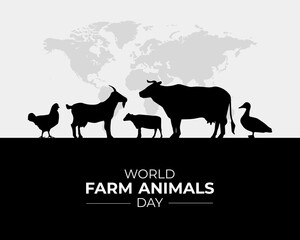 World Farm Animals Day. 2 October. Holiday concept. Template for background with banner, poster and card. flat illustration. Flat Design. Jpeg format.