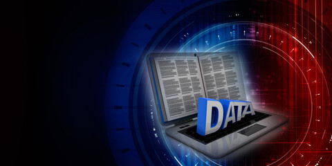 Naklejka premium 3d rendering Database storage data base in laptop 