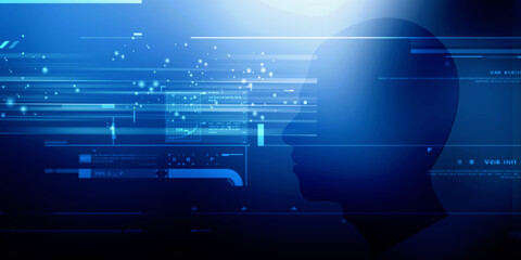 2d illustration digital Artificial mind concept