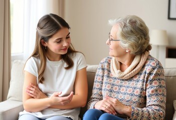 Fototapeta premium A daughter seeks her mother's advice about a difficult decision