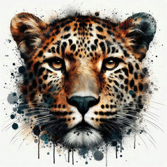 Obraz premium illustration painting of leopard head